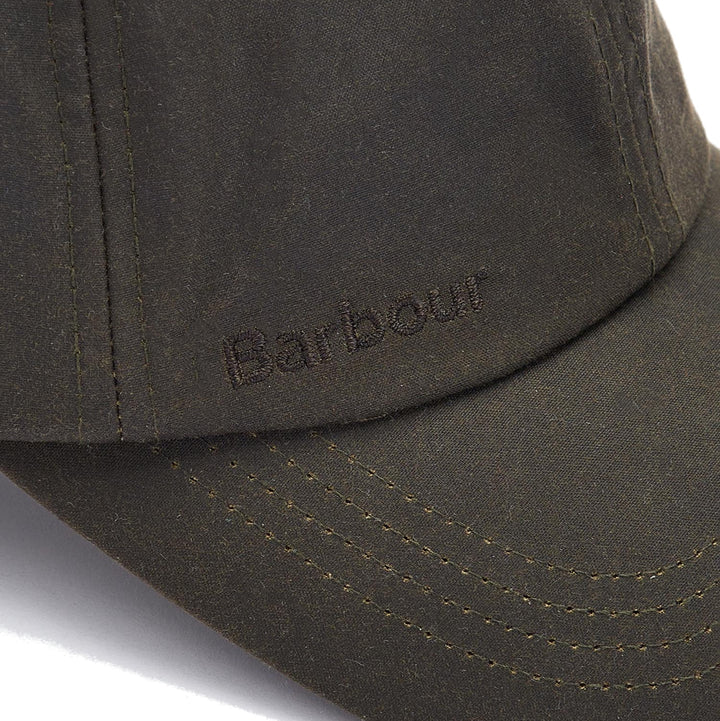 Barbour Adjustable Waxed Cotton Baseball Cap in Olive