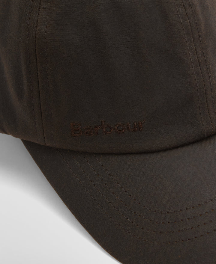Barbour Adjustable Waxed Cotton Baseball Cap in Brown