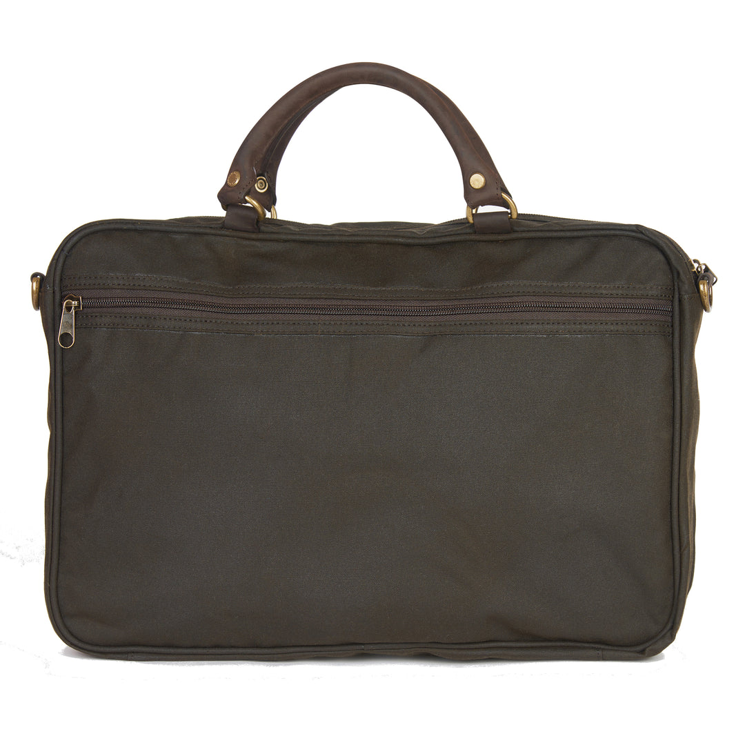 Barbour Waxed & Leather Briefcase Messenger Bag Olive