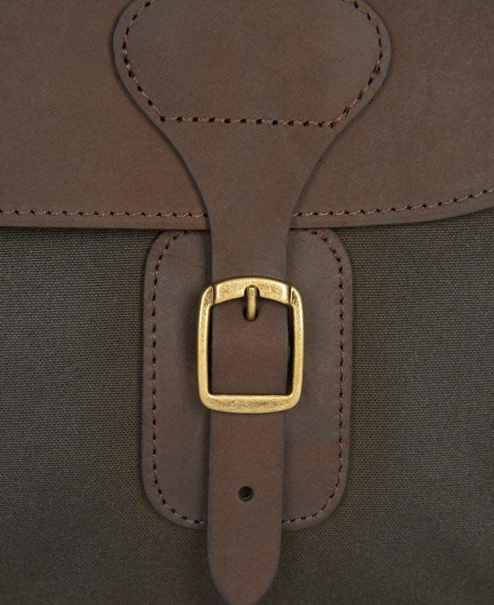 Barbour Waxed & Leather Briefcase Messenger Bag Olive