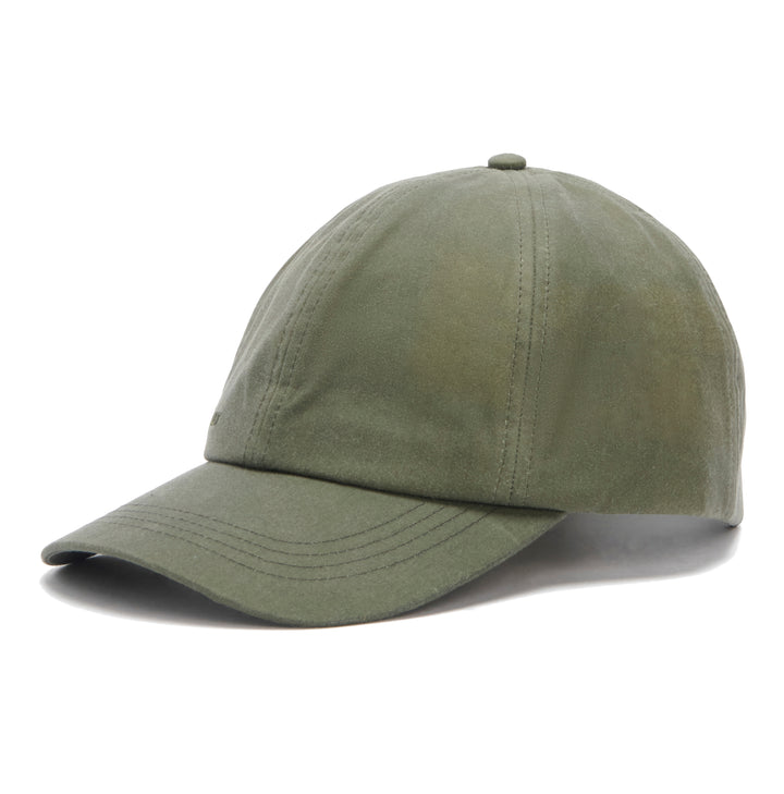 Barbour Adjustable Waxed Cotton Baseball Cap in Light Moss