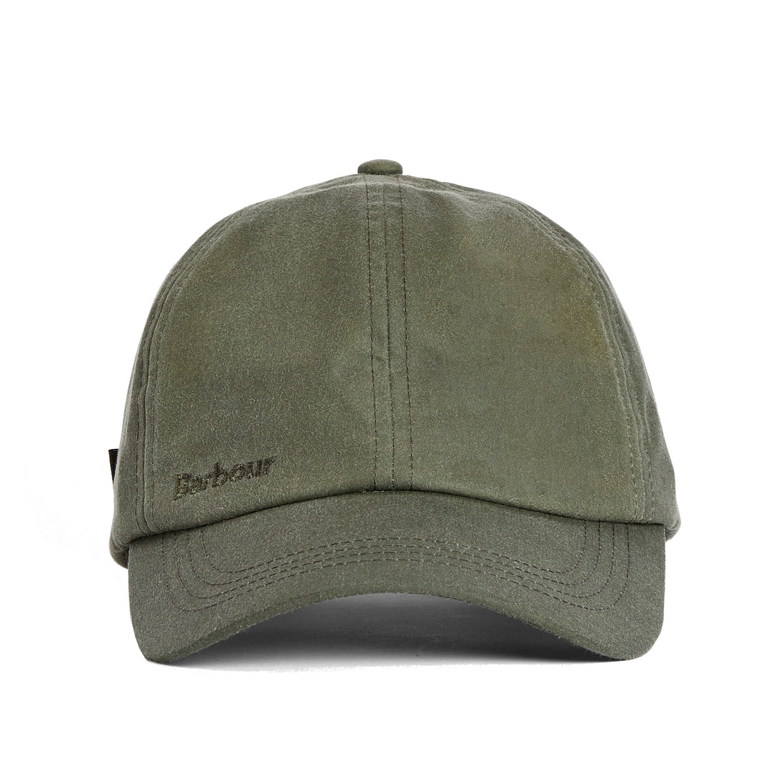 Barbour Adjustable Waxed Cotton Baseball Cap in Light Moss