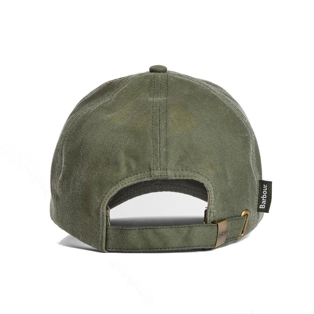 Barbour Adjustable Waxed Cotton Baseball Cap in Light Moss