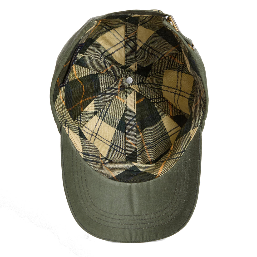 Barbour Adjustable Waxed Cotton Baseball Cap in Light Moss