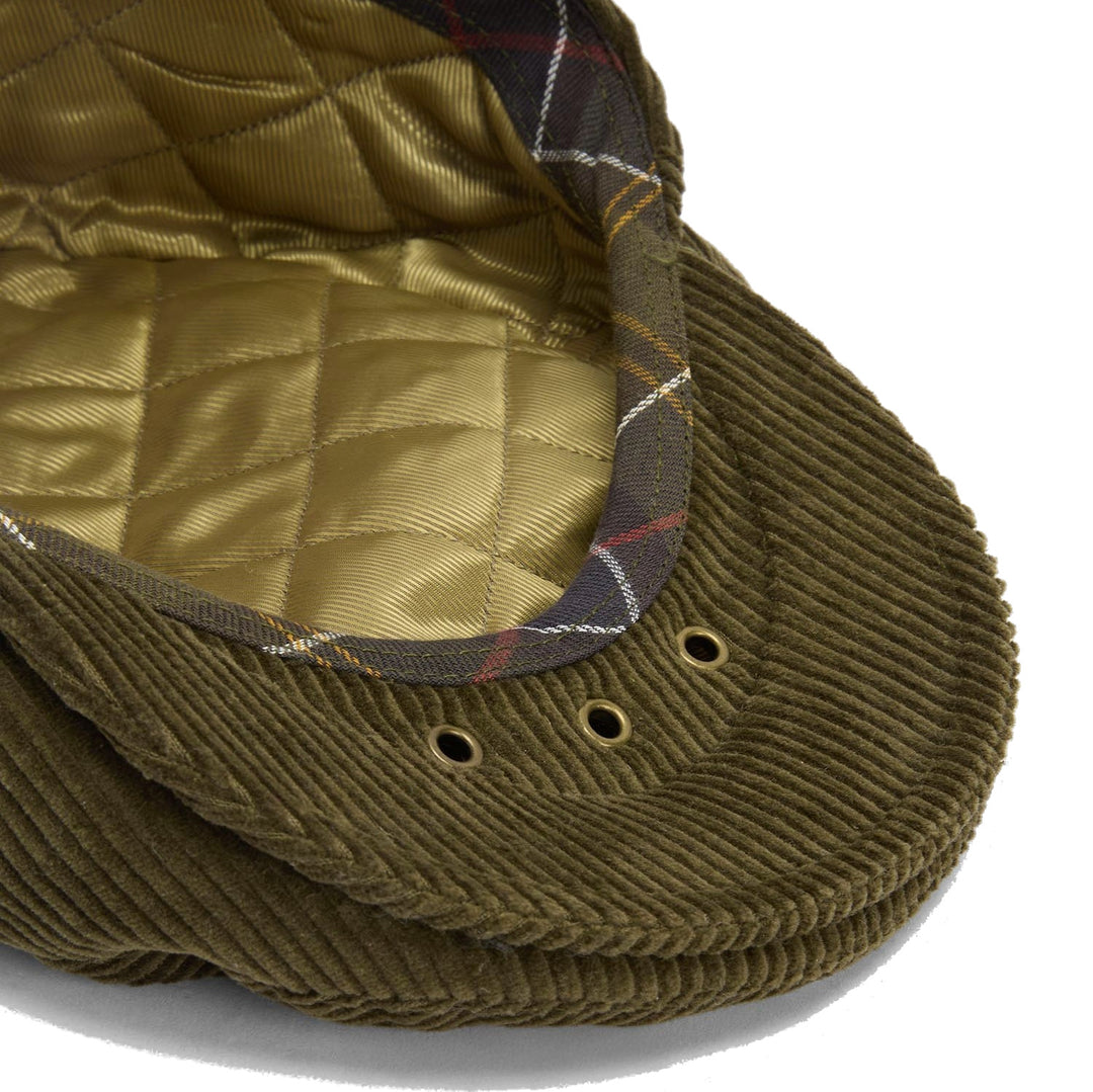 Barbour Westdale Cord Flat Cap in Olive