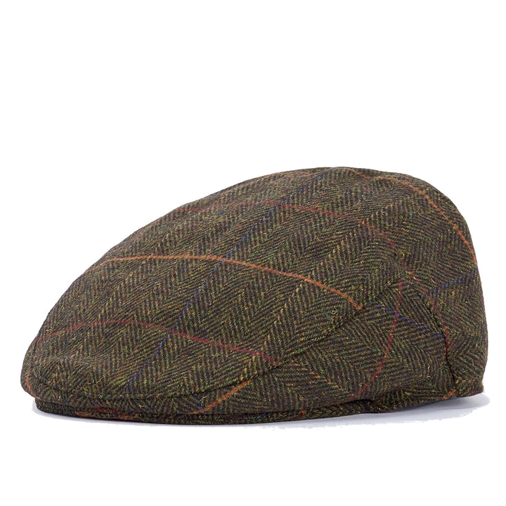 Barbour Wilkin Flat Cap in Dark Green Herringbone
