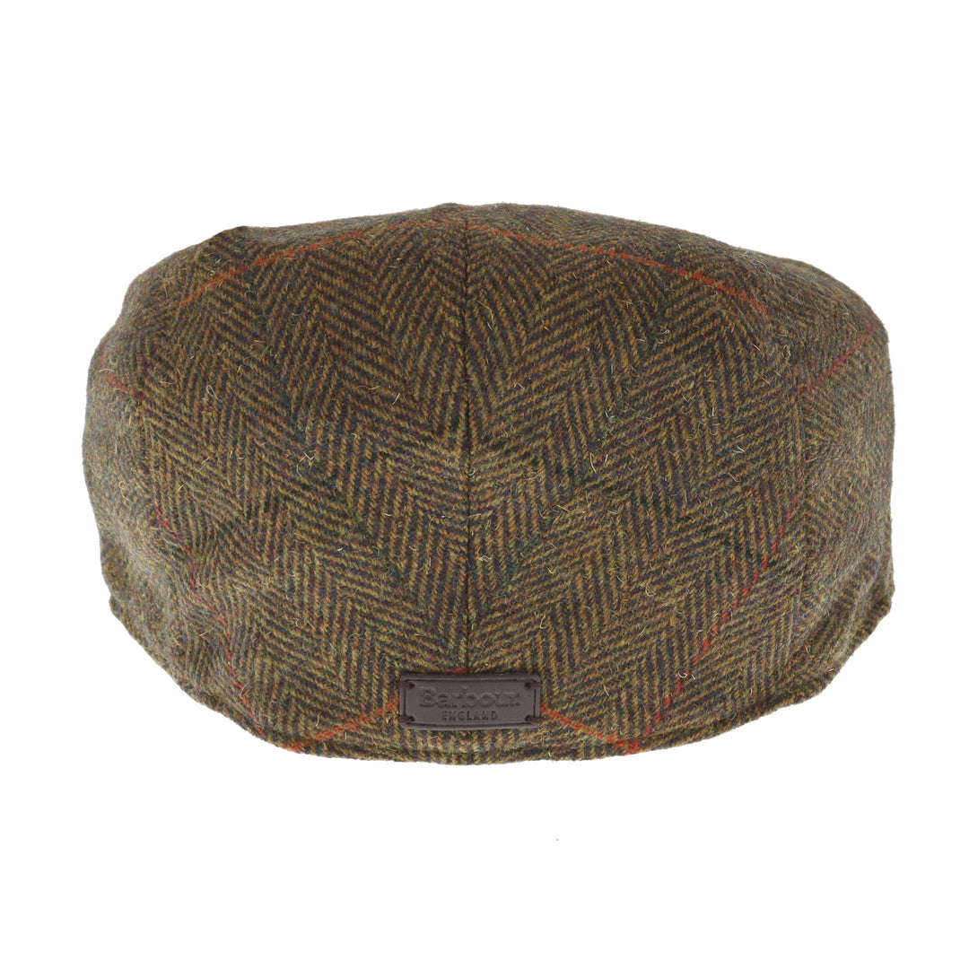 Barbour Wilkin Flat Cap in Light Olive Herringbone