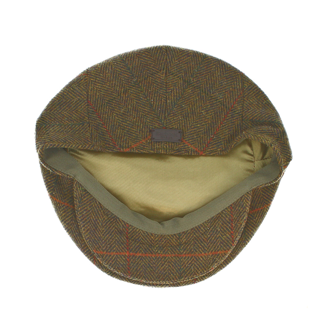 Barbour Wilkin Flat Cap in Light Olive Herringbone