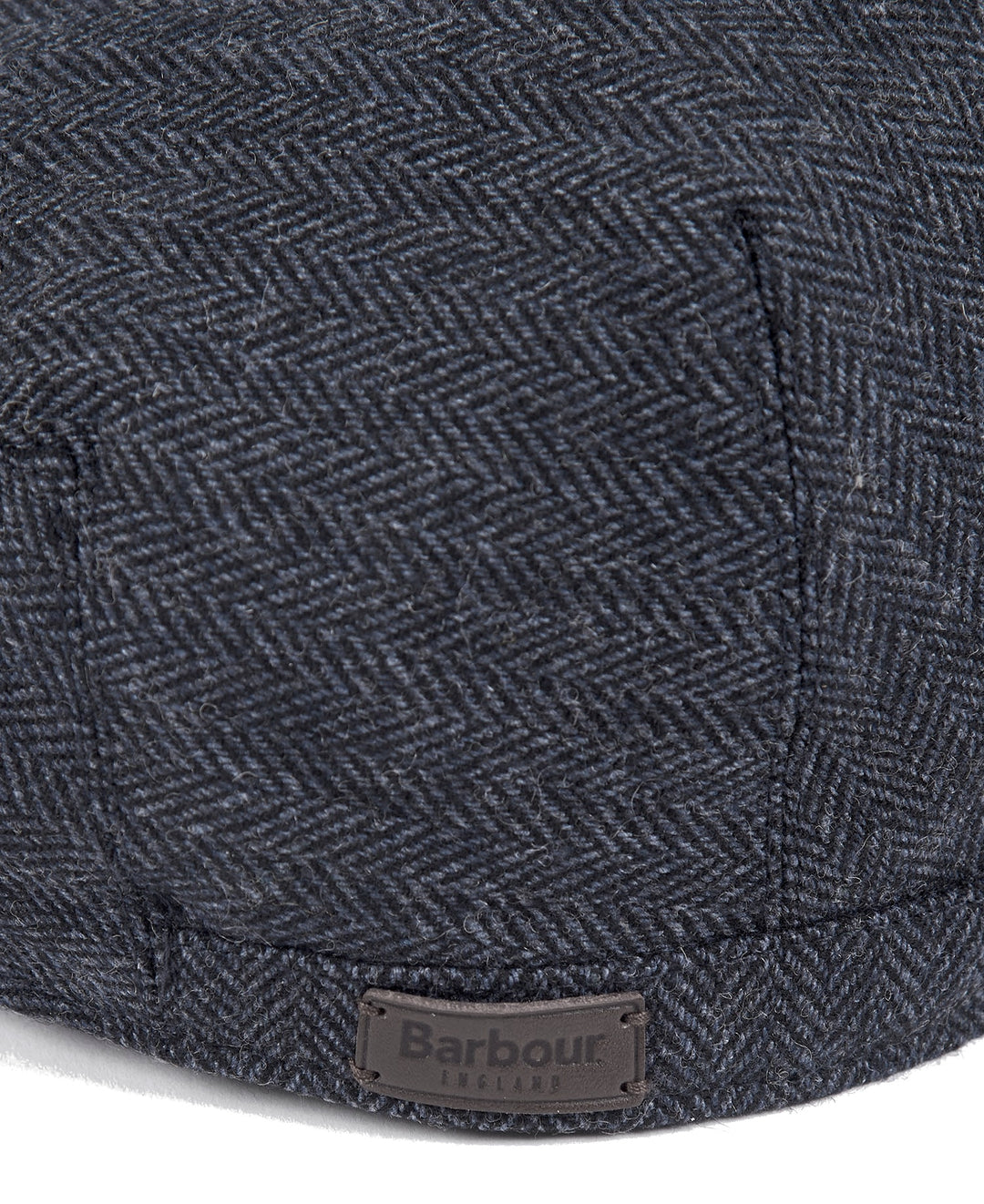 Barbour Barlow Wool Flat Cap in Navy Herringbone