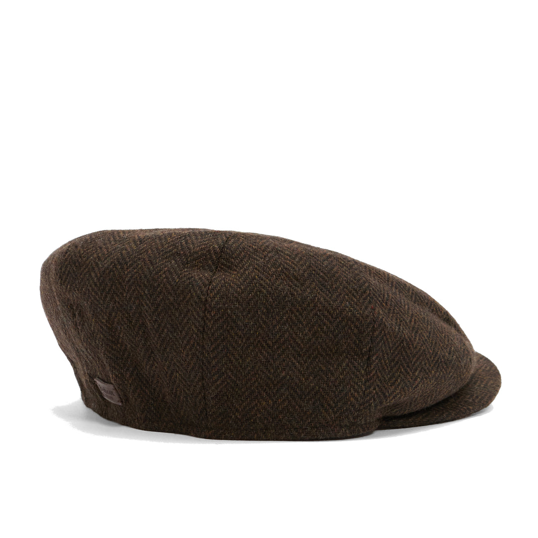Barbour Fyne Herringbone Bakerboy Cap in Dark Brown