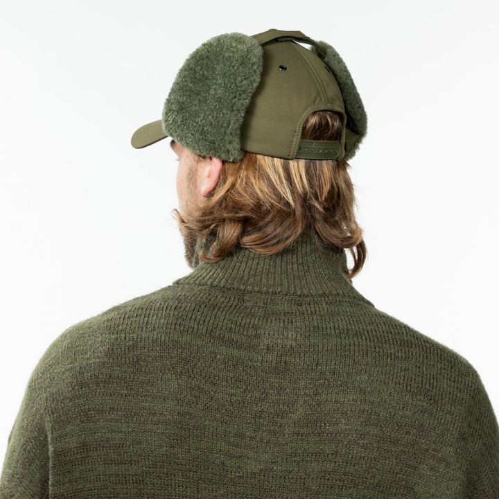 Barts Altitude Earflap Baseball Cap in Army Green