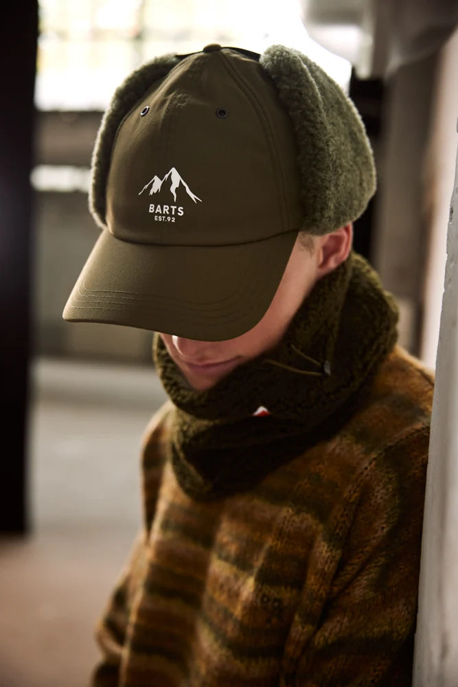 Barts Altitude Earflap Baseball Cap in Army Green
