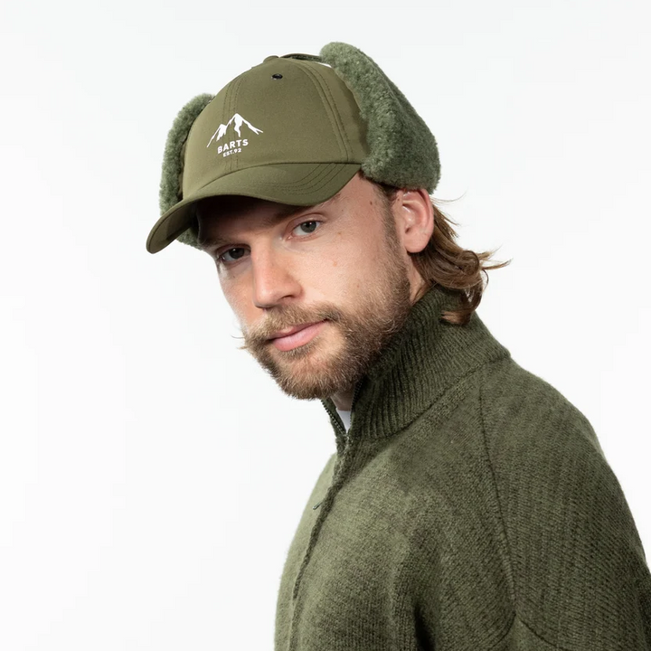 Barts Altitude Earflap Baseball Cap in Army Green