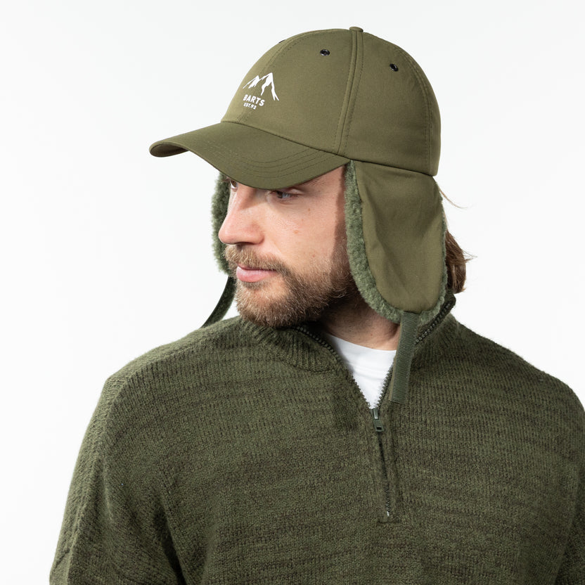 Barts Altitude Earflap Baseball Cap in Army Green