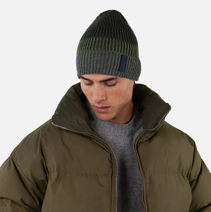 Barts Deshka Stripe Beanie Hat - Army Green