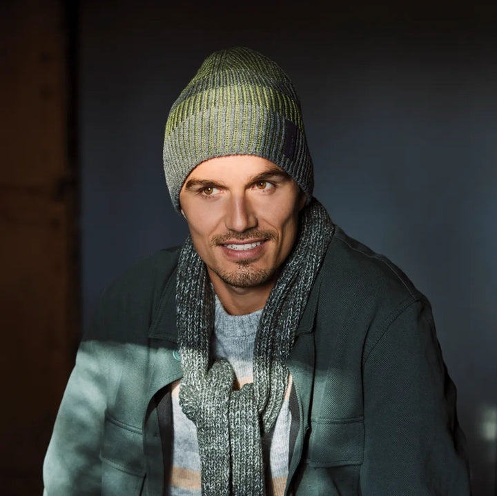 Barts Deshka Stripe Beanie Hat - Army Green