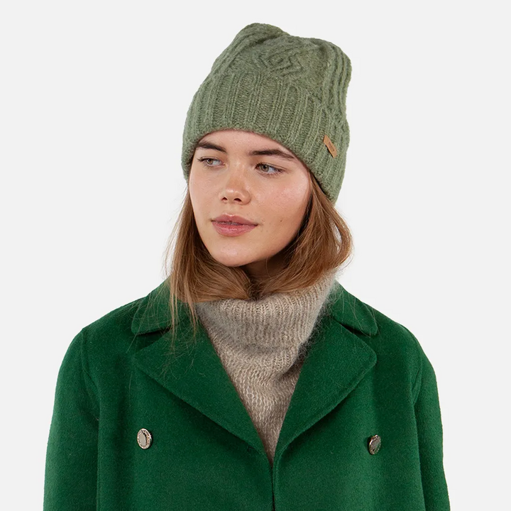 Barts Cable Knit Farrah Beanie Hat - Pale Army