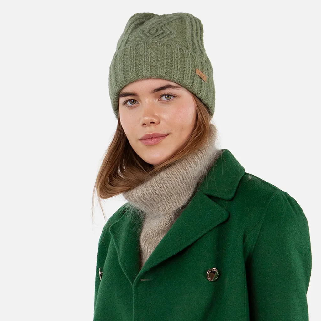 Barts Cable Knit Farrah Beanie Hat - Pale Army