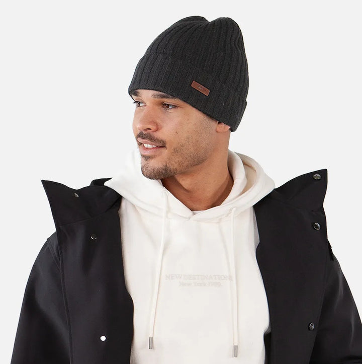 Barts Haakon Wool Turn Up Beanie Hat - Black