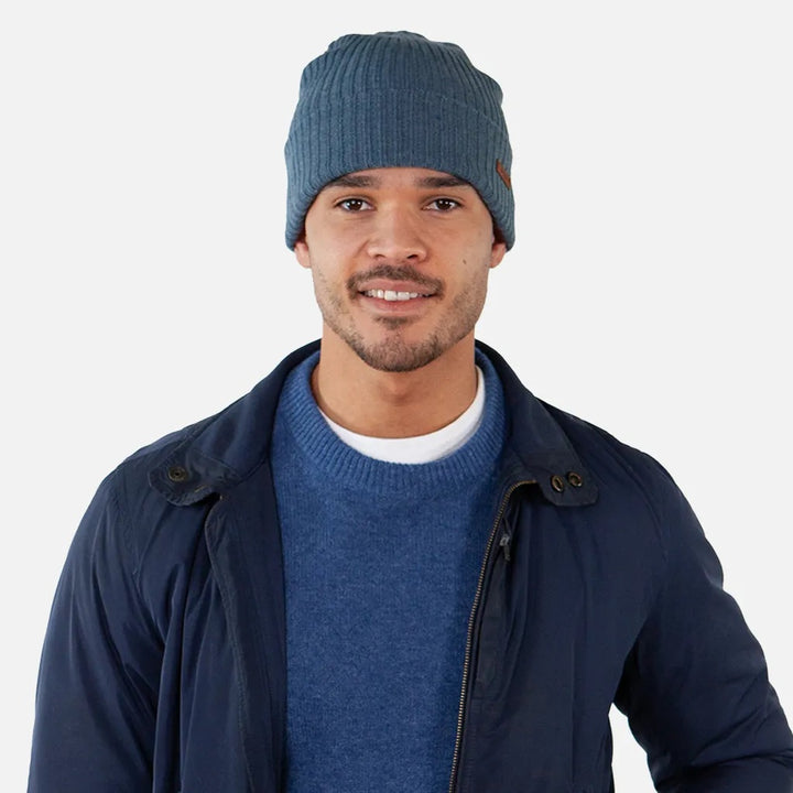 Barts Haakon Wool Turn Up Beanie Hat - Blue