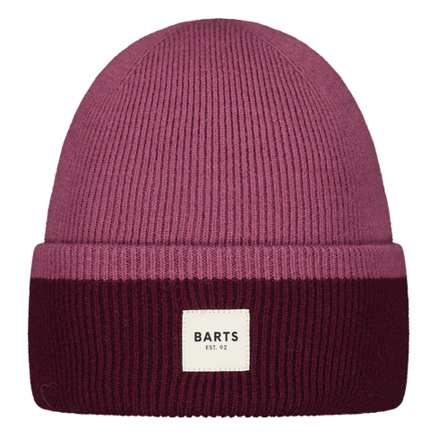 Barts Ishbel Colour Block Ribbed Beanie Hat - Berry
