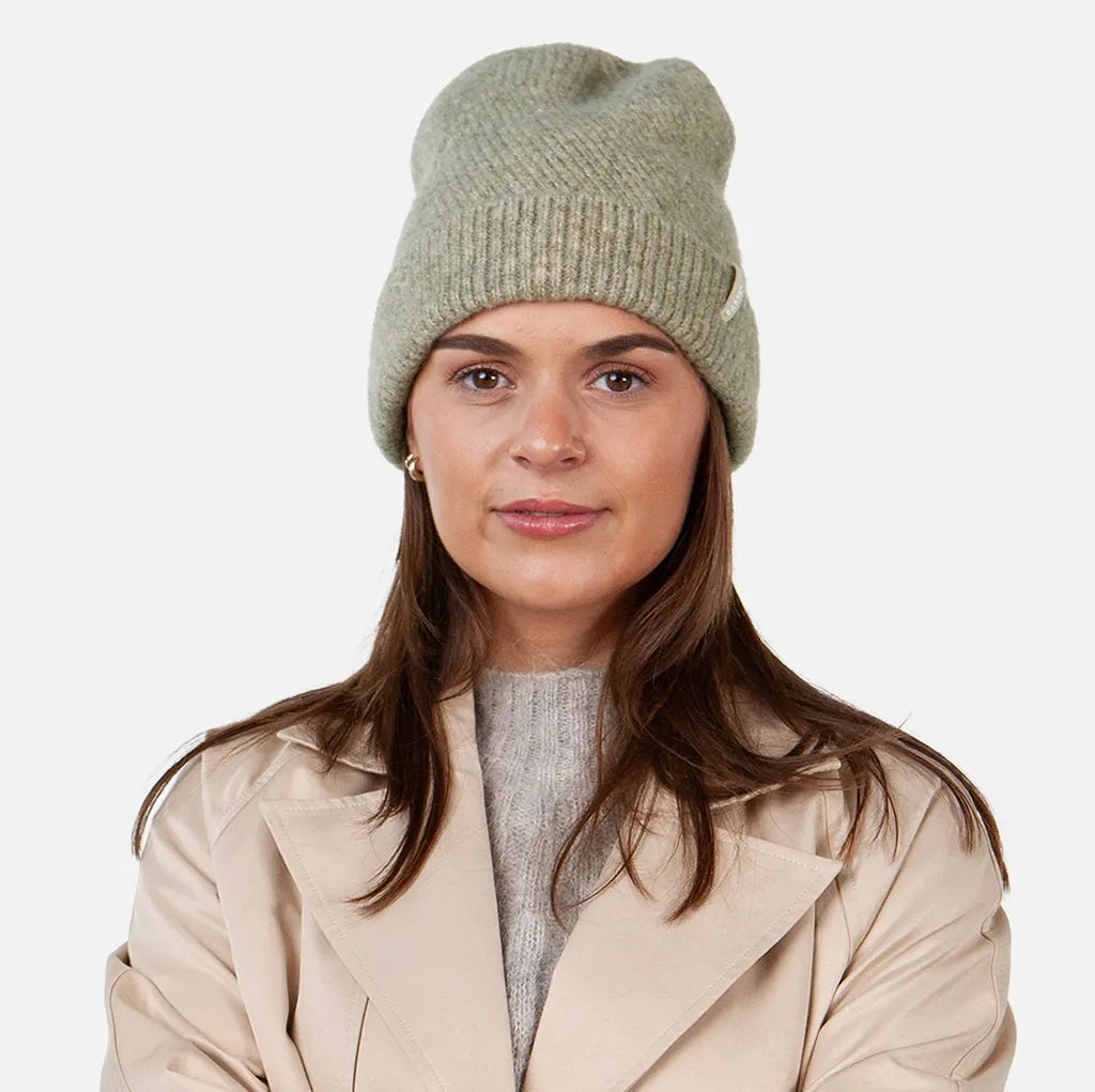 Barts Kirinda Diagonal Knit Beanie Hat - Pale Army