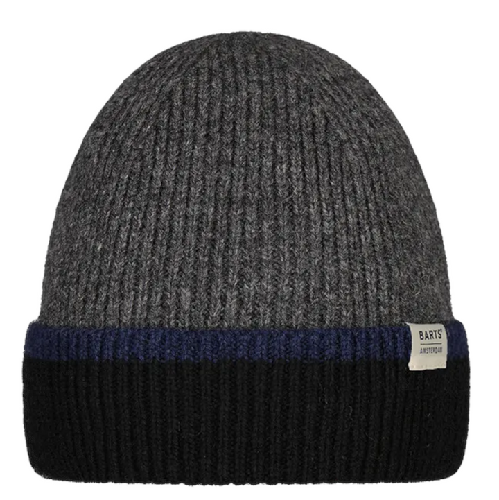 Barts Pharon Wool Turn Up Beanie Hat - Dark Heather