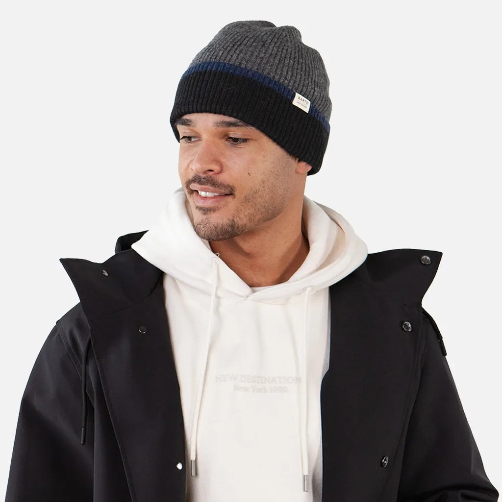 Barts Pharon Wool Turn Up Beanie Hat - Dark Heather