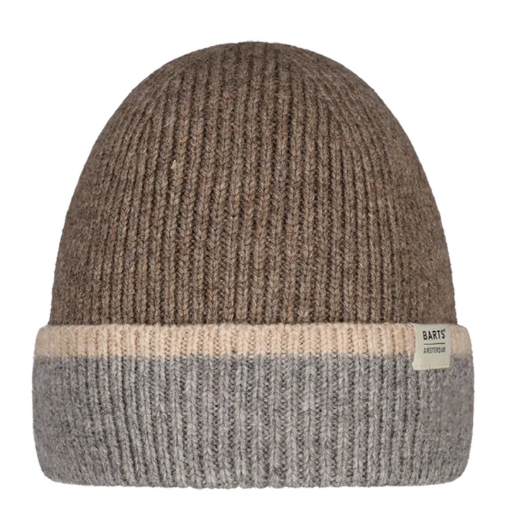 Barts Pharon Wool Turn Up Beanie Hat - Heather Brown