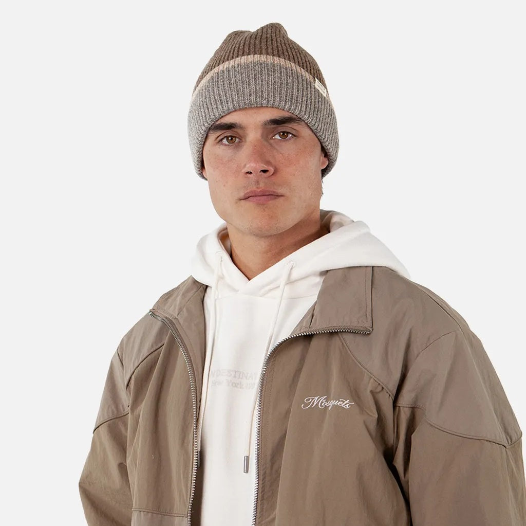 Barts Pharon Wool Turn Up Beanie Hat - Heather Brown