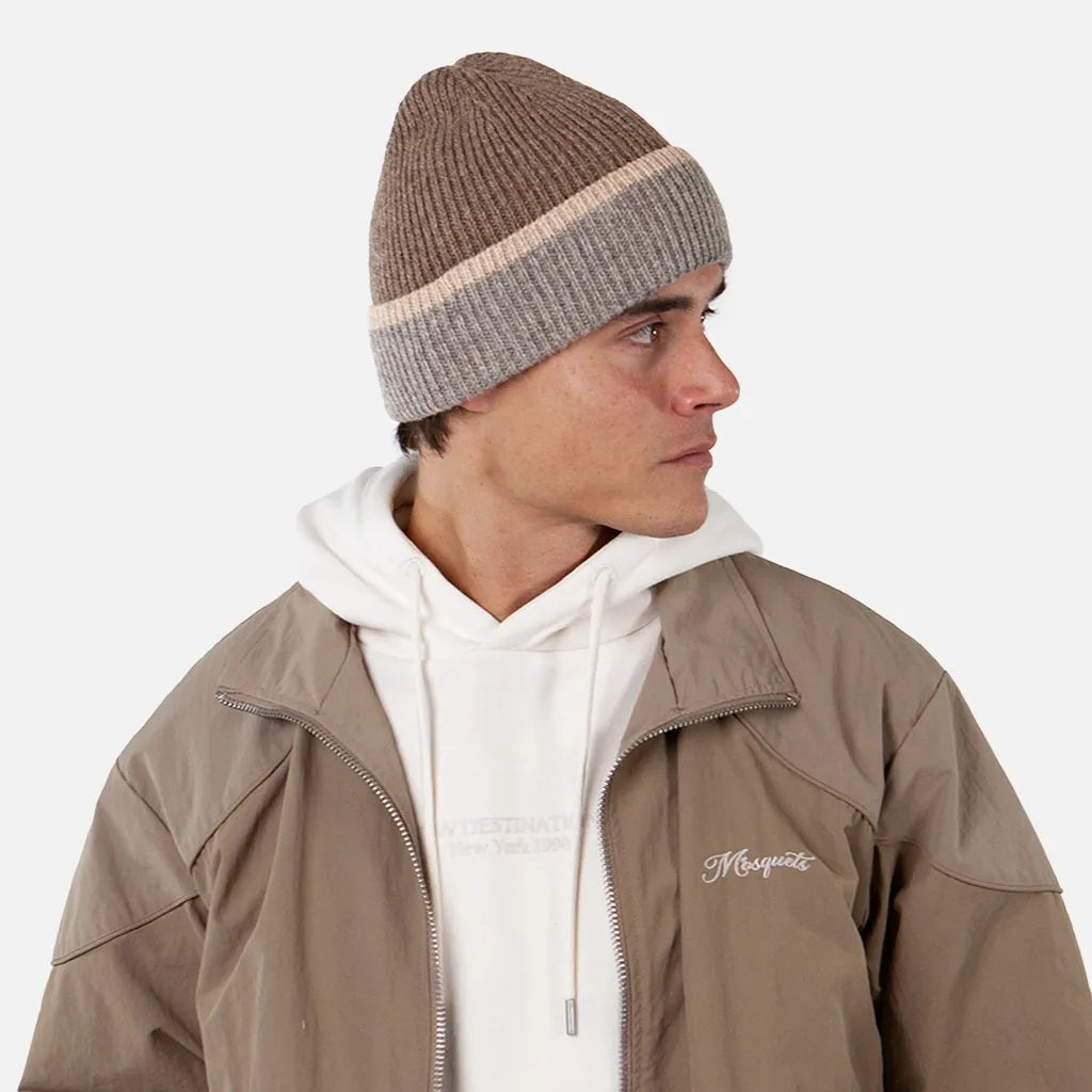 Barts Pharon Wool Turn Up Beanie Hat - Heather Brown