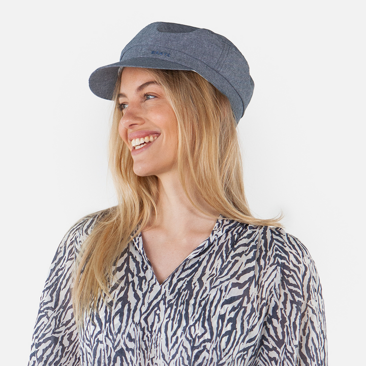 Barts Women's Seraphe Cotton Mariner Cap in Denim