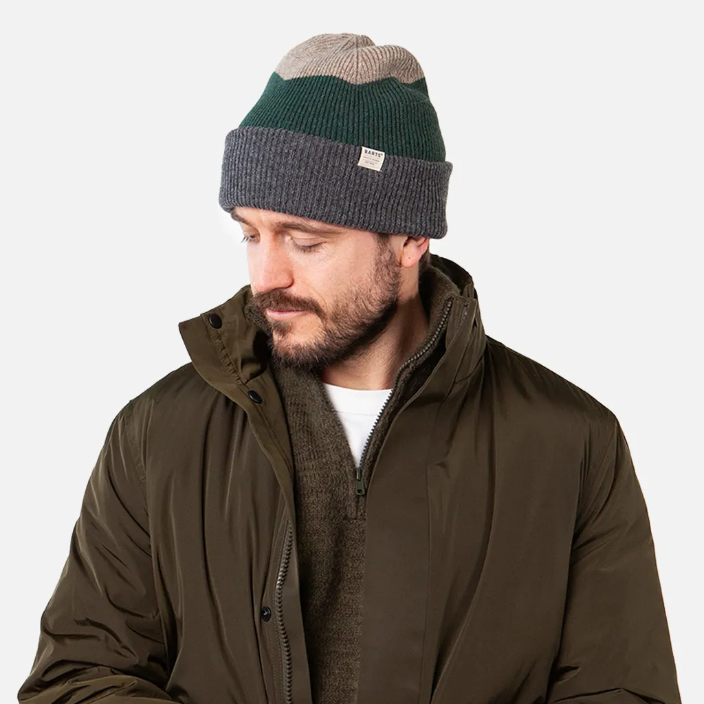 Barts Walnur Merino Wool Turn Up Beanie Hat - Dark Heather