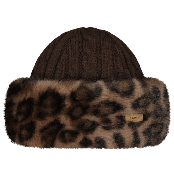 Barts Cable Knit Faux Fur Trim Cossack Hat - Print Brown