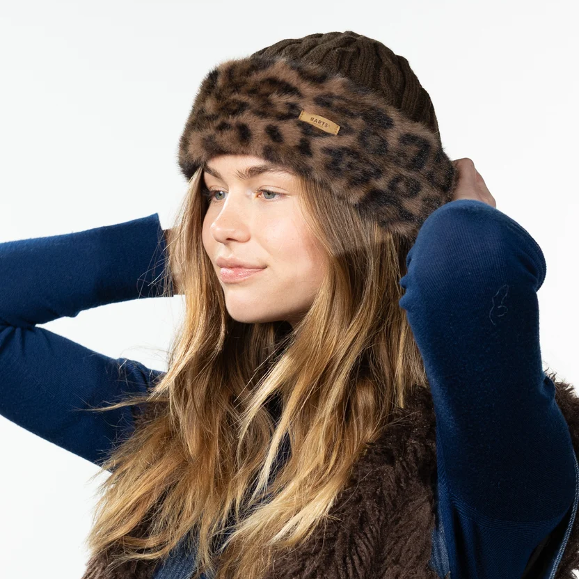 Barts Cable Knit Faux Fur Trim Cossack Hat - Print Brown
