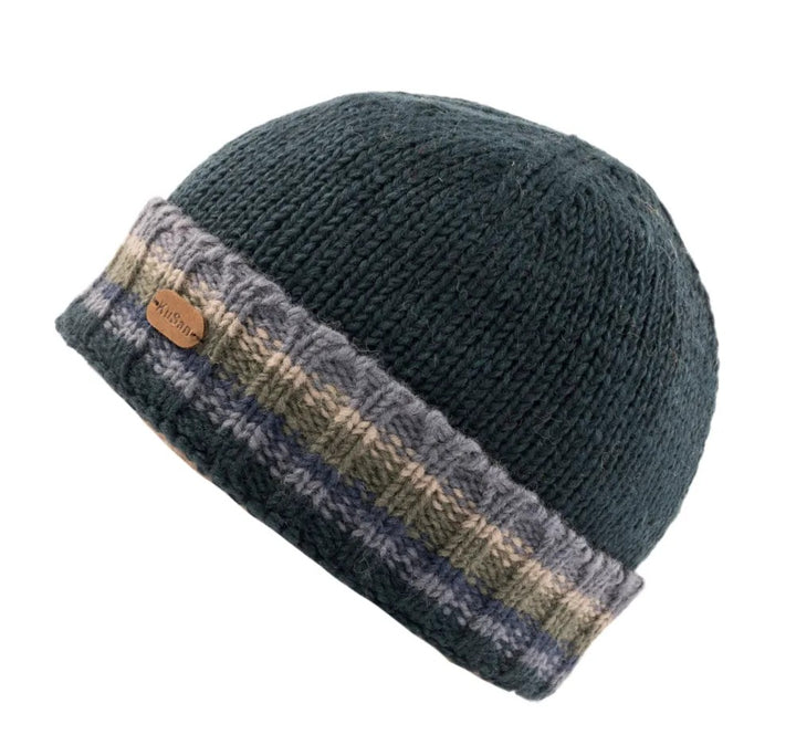 Kusan Wool Turn Up Beanie Hat Teal