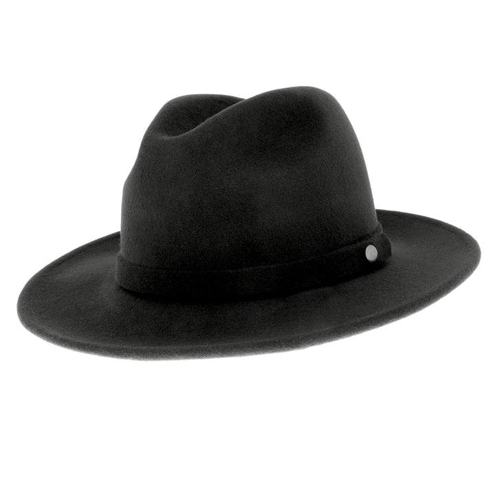 Traveller Rollable Wool Felt Fedora Hat - Black