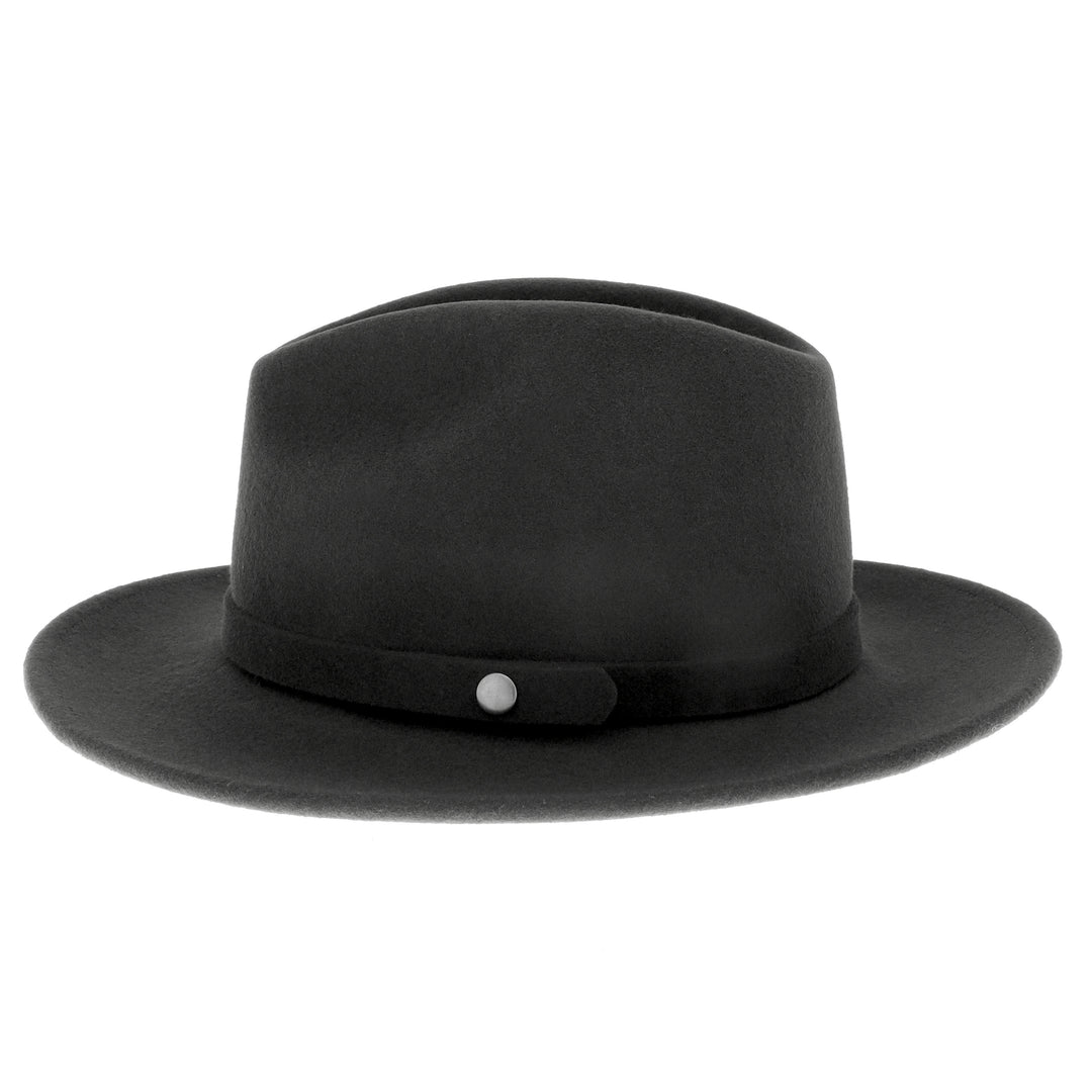 Traveller Rollable Wool Felt Fedora Hat - Black