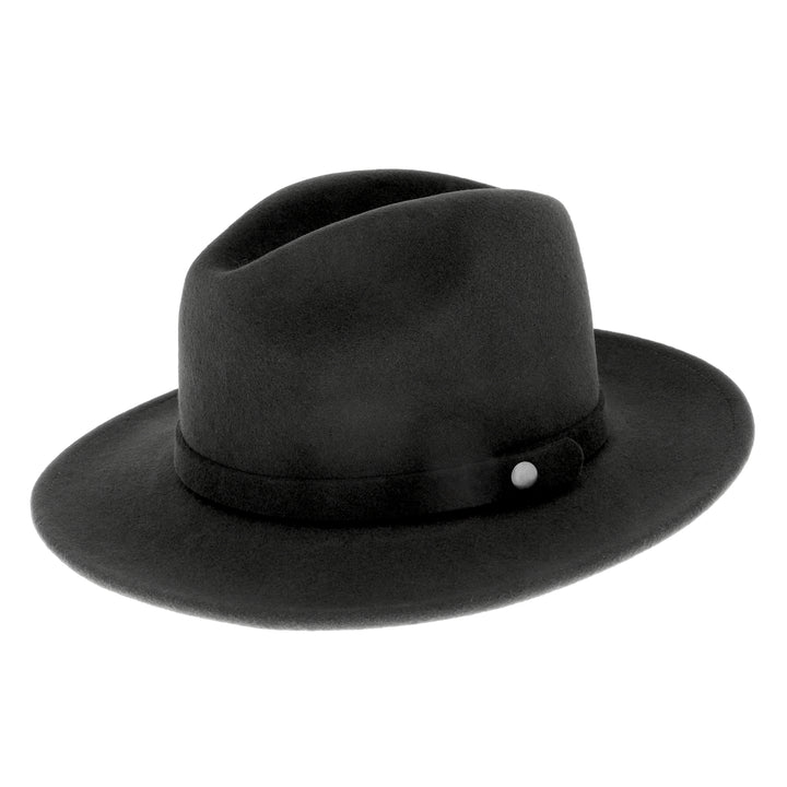 Traveller Rollable Wool Felt Fedora Hat - Black