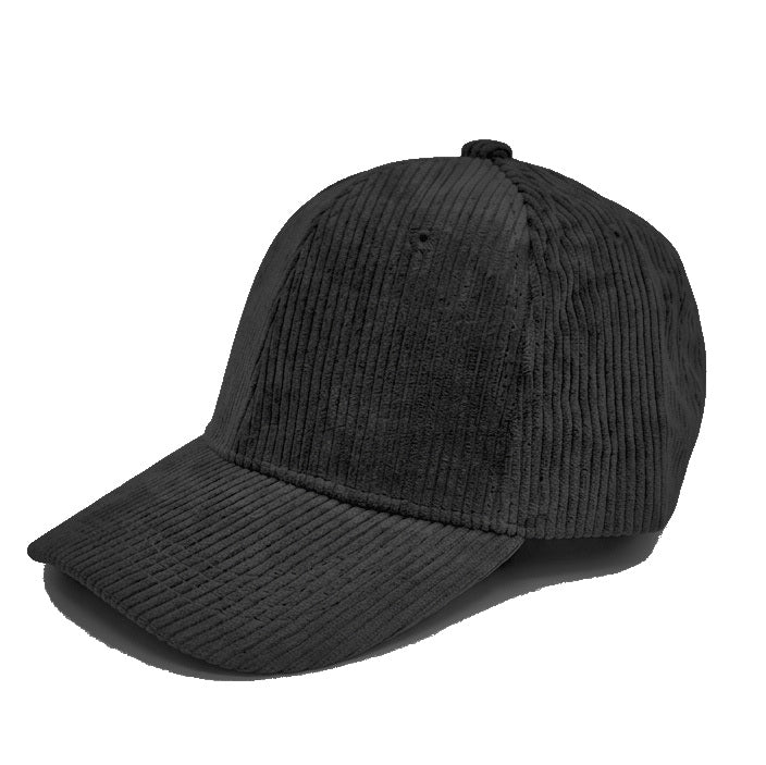 Black Corduroy Baseball Cap Adjustable Back