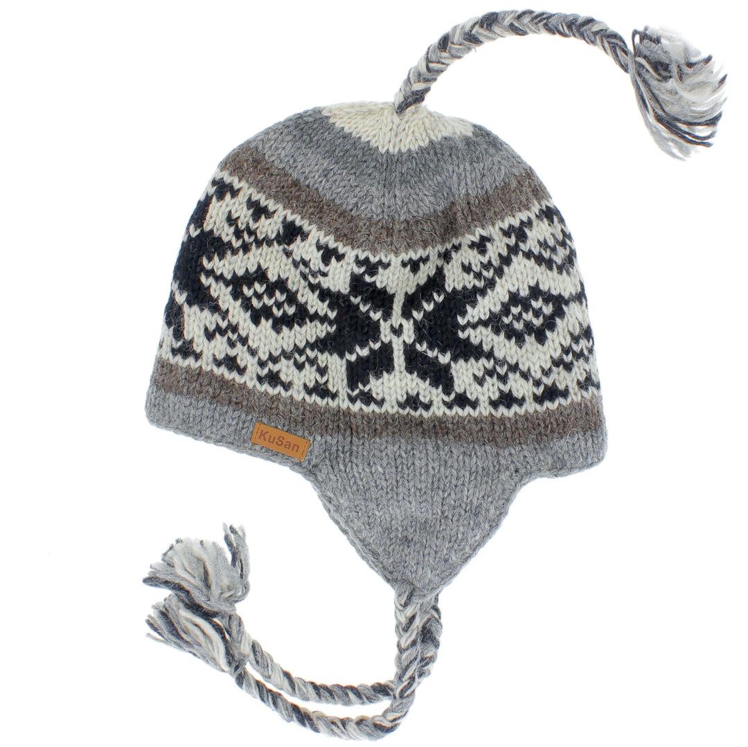 Kusan Wool Trapper Hat With Plaits, Snowflake