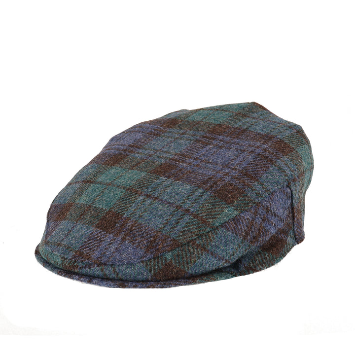 Glen Appin Harris Tweed Wool Country Flat Cap Black Watch