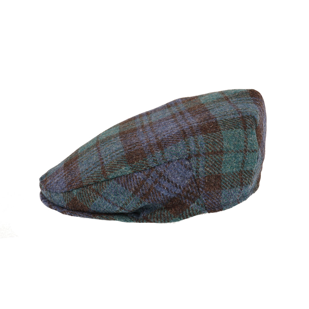 Glen Appin Harris Tweed Wool Country Flat Cap Black Watch