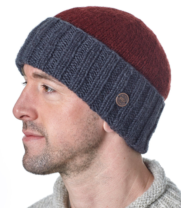 Deep Turn Up Beanie Hat - Blue