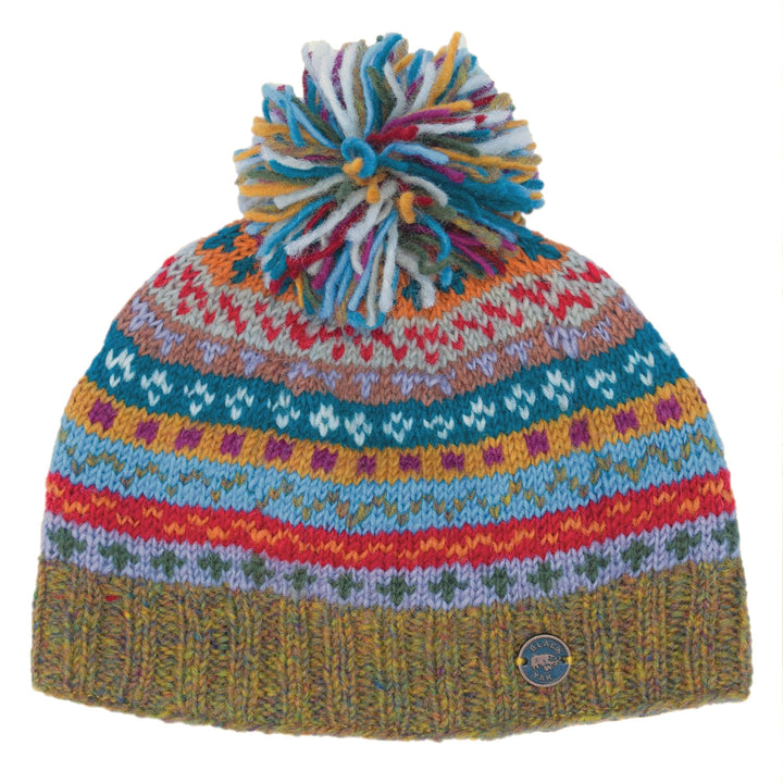 Fair Isle Bobble Hat - Gold Heather