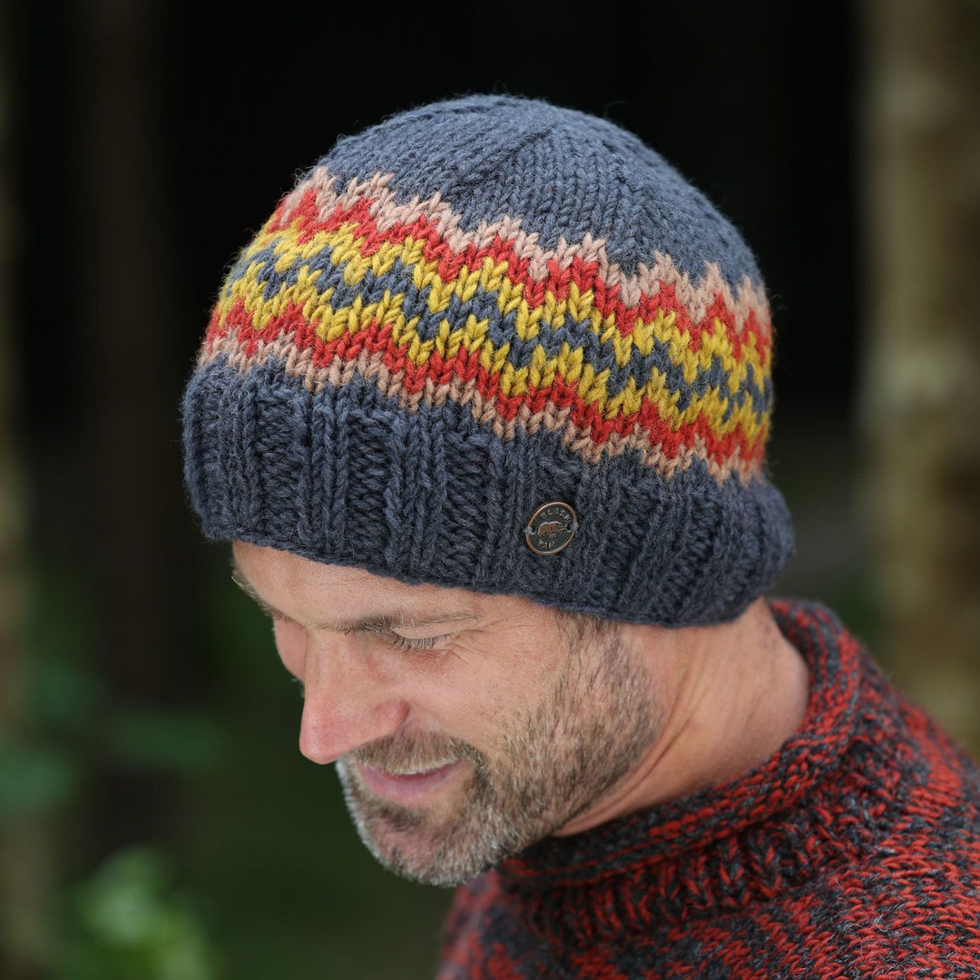 Zig Zag Beanie Hat - Smoke