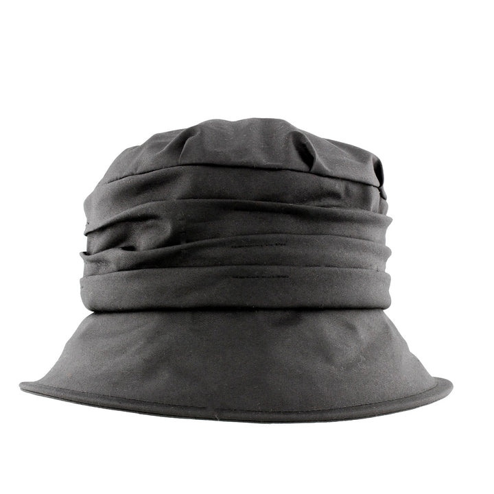 Failsworth Ladies Waxed Bucket Hat With Ruched Crown Black