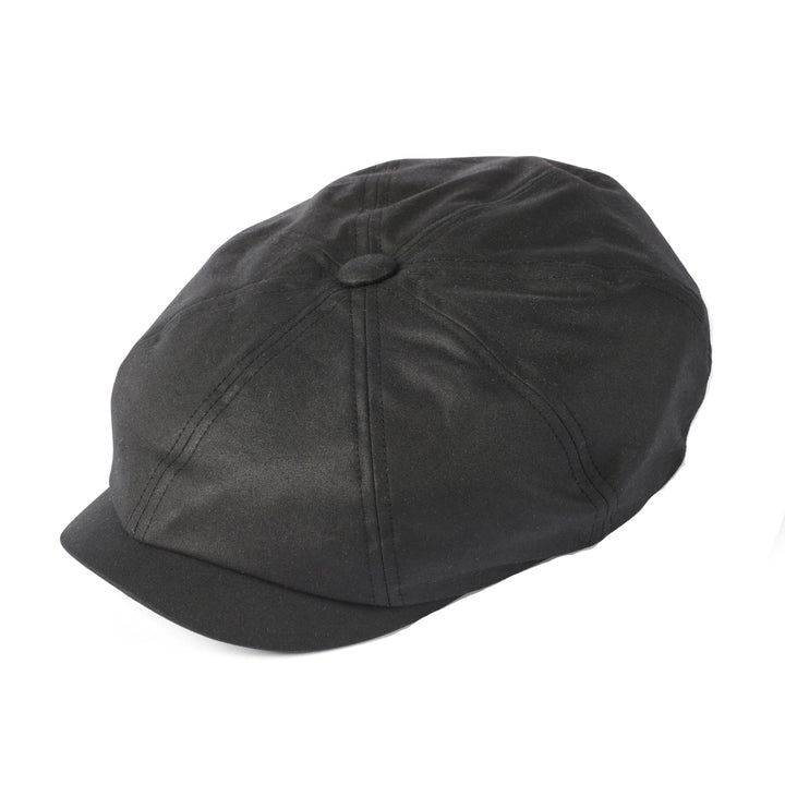 Failsworth Waxed Cotton Alfie Bakerboy Cap In Black