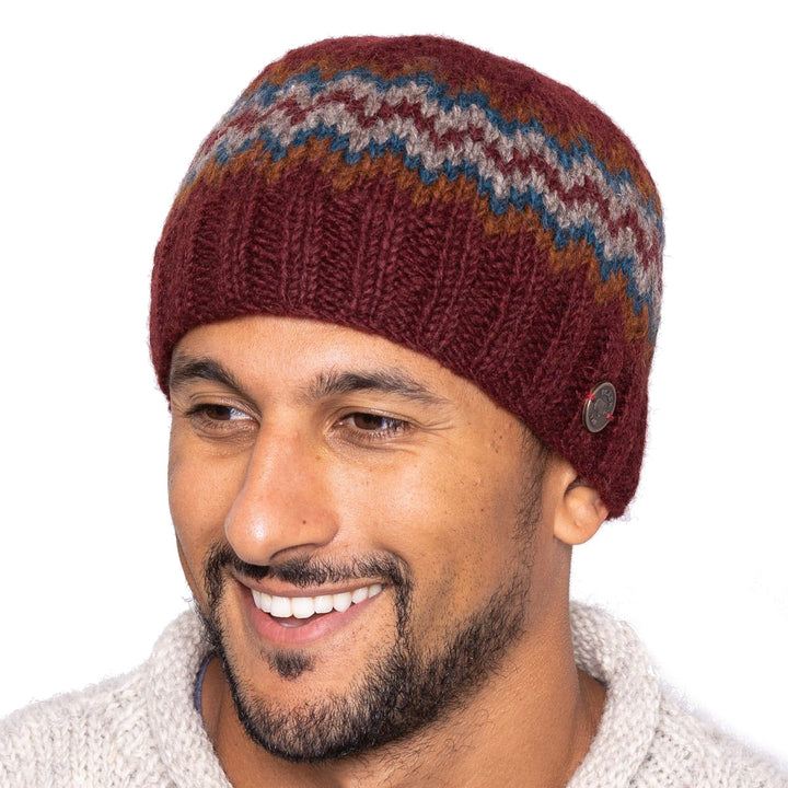 Zig Zag Beanie Hat - Brick