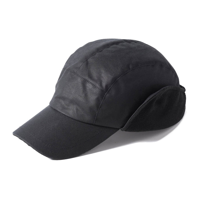 Failsworth Waxed Cotton Lumber Earflap Cap in Black 